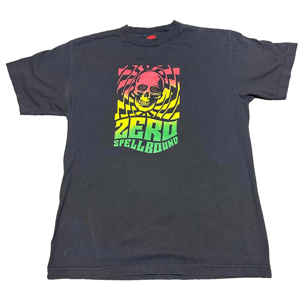 Y2K Zero Spellbound T Shirt Medium M Skull Black Rasta Skateboard Reggae Skate